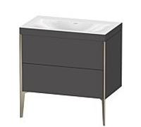 Duravit Meuble sous-vasque XViu XV4710NB149C 80x48cm, 2 coulissants, sans trou pour robinet, champagne mat, Rahmen C, graphite mat