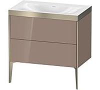 Duravit Meuble sous-vasque XViu XV4710NB186P 80x48cm, 2 coulissants, sans trou pour robinet, champagne mat, Rahmen P, cappucino brillant