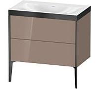 Duravit Meuble sous-vasque XViu XV4710NB286P 80x48cm, 2 coulissants, sans trou pour robinet, noir mat, Rahmen P, cappucino brillant