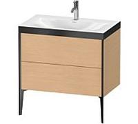 Duravit XViu Table de toilette XV4710OB212P 80x48cm, 2 2000 - out, Match2 trou de coulée, noir mat, Cadres P, chêne brossé