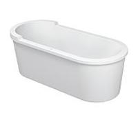 Baignoire en pose libre Starck Oval de Duravit, 2 pentes de dos, revêtement acrylique, 1800x800mm, blanc, 700010000000000
