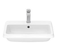 Duravit Qatego lavabo à encastrer 2396550027 avec groupe de trous pour robinetterie, trou pour robinetterie, trop-plein, blanc brillant, 500 mm