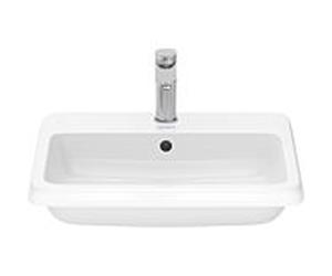 Duravit Qatego lavabo à encastrer 2396550027 avec groupe de trous pour robinetterie, trou pour robinetterie, trop-plein, blanc brillant, 500 mm