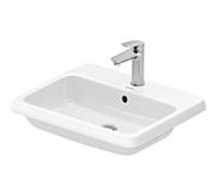 Duravit Qatego lavabo à encastrer 2396552027 avec banque de trous pour robinetterie, trou pour robinetterie, trop-plein, Weiß Hochglanz