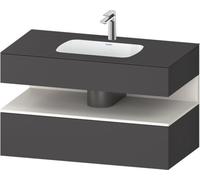 Set Meuble Salle De Bain Duravit Qatego Lavabo 1 trou, 1 tiroir, 1 niche 1000mm Blanc Super Mat/Graphite Mat QA4786084490000