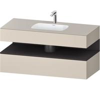 Set Meuble Salle De Bain Duravit Qatego Lavabo 1 trou, 1 tiroir, 1 niche éclairée 1200mm Graphite Super Mat/Taupe Super Mat QA4787080830010