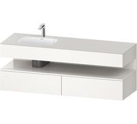 Set Meuble Salle De Bain Duravit Qatego Lavabo gauche 1 trou, 2 tiroirs, 1 niche éclairée 1600mm Blanc brillant/Blanc Super Mat QA4795022840010