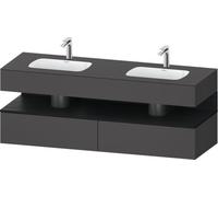 Duravit Qatego lavabo encastré avec meuble sous-lavabo en console, 1600x550x600mm, niche chêne noir, lavabo double, QA4797016490010, Couleur: Graphite mat/avec Ã©clairage de niche