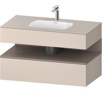 Duravit Qatego lavabo encastré avec meuble sous-lavabo en console, 1000x550x600mm, niche basalte mat, QA4786043830010, Couleur: Taupe Supermatt/avec Ã©clairage de niche