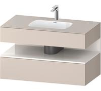 Duravit Qatego lavabo encastré avec meuble sous-lavabo en console, 1000x550x600mm, niche blanc brillant, QA4786022910010, Couleur: Taupe mat/avec Ã©clairage de niche