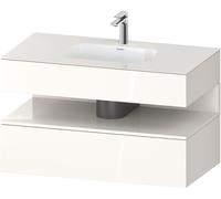 Duravit Qatego lavabo encastré avec meuble sous-lavabo en console, 1000x550x600mm, niche blanc brillant, QA4786022220010, Couleur: Blanc brillant/avec Ã©clairage de niche