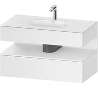 Duravit Qatego lavabo encastré avec meuble sous-lavabo en console, 1000x550x600mm, niche blanc mat, QA4786018180010, Couleur: Blanc mat/avec Ã©clairage de niche