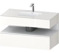 Duravit Qatego lavabo encastré avec meuble sous-lavabo en console, 1000x550x600mm, niche blanc mat, QA4786018220010, Couleur: Blanc brillant/avec Ã©clairage de niche
