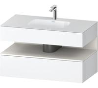 Duravit Qatego lavabo encastré avec meuble sous-lavabo en console, 1000x550x600mm, niche blanc supermat, QA4786084180010, Couleur: Blanc mat/avec éclairage de niche