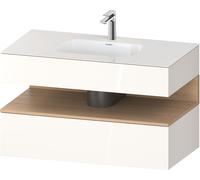 Duravit Qatego lavabo encastré avec meuble sous-lavabo en console, 1000x550x600mm, niche chêne naturel, QA4786030220010, Couleur: Blanc brillant/avec Ã©clairage de niche