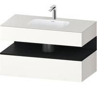 Duravit Qatego lavabo encastré avec meuble sous-lavabo en console, 1000x550x600mm, niche chêne noir, QA4786016840010, Couleur: Blanc supermat/avec éclairage de niche