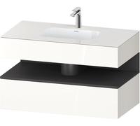 Duravit Qatego lavabo encastré avec meuble sous-lavabo en console, 1000x550x600mm, niche graphite mat, QA4786049220010, Couleur: Blanc brillant/avec Ã©clairage de niche