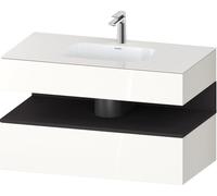Duravit Qatego lavabo encastré avec meuble sous-lavabo en console, 1000x550x600mm, niche graphite supermatt, QA4786080220010, Couleur: Blanc brillant/avec éclairage de niche