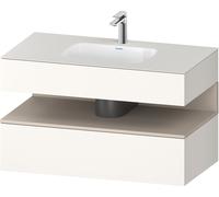 Duravit Qatego lavabo encastré avec meuble sous-lavabo en console, 1000x550x600mm, niche Taupe Supermatt, QA4786083840010, Couleur: Blanc supermat/avec Ã©clairage de niche