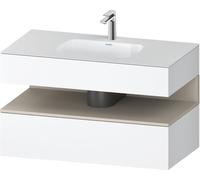 Duravit Qatego lavabo encastré avec meuble sous-lavabo en console, 1000x550x600mm, niche Taupe Supermatt, QA4786083180010, Couleur: Blanc mat/avec éclairage de niche