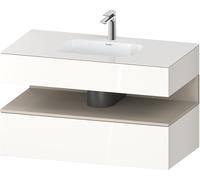 Duravit Qatego lavabo encastré avec meuble sous-lavabo en console, 1000x550x600mm, niche Taupe Supermatt, QA4786083220010, Couleur: Blanc brillant/avec Ã©clairage de niche