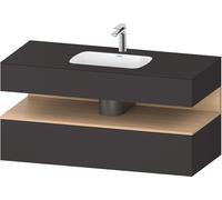 Duravit Qatego lavabo encastré avec meuble sous-lavabo en console, 1200x550x600mm, niche chêne naturel, QA4787030800010, Couleur: Graphite supermat/avec Ã©clairage de niche