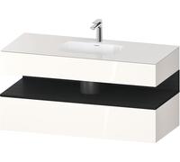 Duravit Qatego lavabo encastré avec meuble sous-lavabo en console, 1200x550x600mm, niche chêne noir, QA4787016220010, Couleur: Blanc brillant/avec Ã©clairage de niche