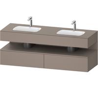 Duravit Qatego lavabo encastré avec meuble sous-lavabo en console, 1600x550x600mm, niche basalte mat, lavabo double, QA4797043430000, Couleur: Basalte mat