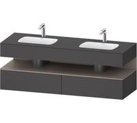 Duravit Qatego lavabo encastré avec meuble sous-lavabo en console, 1600x550x600mm, niche basalte mat, lavabo double, QA4797043490000, Couleur: Graphite mat
