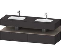 Duravit Qatego lavabo encastré avec meuble sous-lavabo en console, 1600x550x600mm, niche basalte mat, lavabo double, QA4797043800010, Couleur: Graphite supermat/avec éclairage de niche