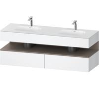 Duravit Qatego lavabo encastré avec meuble sous-lavabo en console, 1600x550x600mm, niche basalte mat, lavabo double, QA4797043180000, Couleur: Blanc Mat
