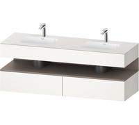 Duravit Qatego lavabo encastré avec meuble sous-lavabo en console, 1600x550x600mm, niche basalte mat, lavabo double, QA4797043840010, Couleur: Blanc supermat/avec Ã©clairage de niche