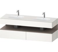 Duravit Qatego lavabo encastré avec meuble sous-lavabo en console, 1600x550x600mm, niche basalte mat, lavabo double, QA4797043840000, Couleur: Blanc Supermatt