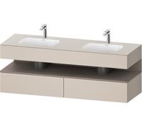 Duravit Qatego lavabo encastré avec meuble sous-lavabo en console, 1600x550x600mm, niche basalte mat, lavabo double, QA4797043910010, Couleur: Taupe mat/avec éclairage de niche