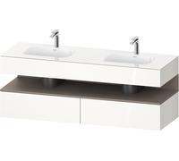 Duravit Qatego lavabo encastré avec meuble sous-lavabo en console, 1600x550x600mm, niche basalte mat, lavabo double, QA4797043220000, Couleur: Blanc brillant