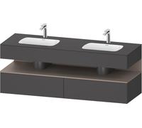 Duravit Qatego lavabo encastré avec meuble sous-lavabo en console, 1600x550x600mm, niche basalte mat, lavabo double, QA4797043490010, Couleur: Graphite mat/avec Ã©clairage de niche