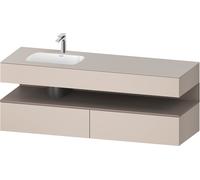 Duravit Qatego lavabo encastré avec meuble sous-lavabo en console, 1600x550x600mm, niche basalte mat, vasque à gauche, QA4795043910000, Couleur: Taupe mat