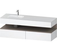 Duravit Qatego lavabo encastré avec meuble sous-lavabo en console, 1600x550x600mm, niche basalte mat, vasque à gauche, QA4795043180000, Couleur: Blanc Mat