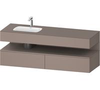 Duravit Qatego lavabo encastré avec meuble sous-lavabo en console, 1600x550x600mm, niche basalte mat, vasque à gauche, QA4795043430010, Couleur: basalte mat/avec Ã©clairage de niche
