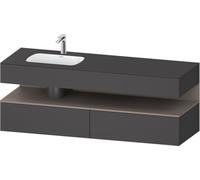 Duravit Qatego lavabo encastré avec meuble sous-lavabo en console, 1600x550x600mm, niche basalte mat, vasque à gauche, QA4795043490000, Couleur: Graphite mat