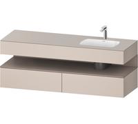 Duravit Qatego lavabo encastré avec meuble sous-lavabo en console, 1600x550x600mm, niche basalte mat, vasque à droite, QA4796043910000, Couleur: Taupe mat