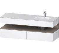 Duravit Qatego lavabo encastré avec meuble sous-lavabo en console, 1600x550x600mm, niche basalte mat, vasque à droite, QA4796043180010, Couleur: Blanc mat/avec éclairage de niche