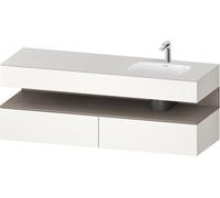 Duravit Qatego lavabo encastré avec meuble sous-lavabo en console, 1600x550x600mm, niche basalte mat, vasque à droite, QA4796043840010, Couleur: Blanc supermat/avec éclairage de niche