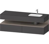 Duravit Qatego lavabo encastré avec meuble sous-lavabo en console, 1600x550x600mm, niche basalte mat, vasque à droite, QA4796043490010, Couleur: Graphite mat/avec éclairage de niche