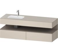 Duravit Qatego lavabo encastré avec meuble sous-lavabo en console, 1600x550x600mm, niche basalte mat, vasque à gauche, QA4795043830000, Couleur: taupe supermatt