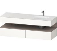 Duravit Qatego lavabo encastré avec meuble sous-lavabo en console, 1600x550x600mm, niche basalte mat, vasque à droite, QA4796043220010, Couleur: Blanc brillant/avec Ã©clairage de niche
