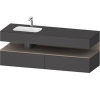 Duravit Qatego lavabo encastré avec meuble sous-lavabo en console, 1600x550x600mm, niche basalte mat, vasque à gauche, QA4795043490010, Couleur: Graphite mat/avec Ã©clairage de niche