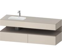Duravit Qatego lavabo encastré avec meuble sous-lavabo en console, 1600x550x600mm, niche basalte mat, vasque à gauche, QA4795043830010, Couleur: Taupe Supermatt/avec Ã©clairage de niche