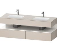 Duravit Qatego lavabo encastré avec meuble sous-lavabo en console, 1600x550x600mm, niche blanc brillant, lavabo double, QA4797022910000, Couleur: Taupe mat