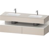 Duravit Qatego lavabo encastré avec meuble sous-lavabo en console, 1600x550x600mm, niche blanc brillant, lavabo double, QA4797022910010, Couleur: Taupe mat/avec Ã©clairage de niche